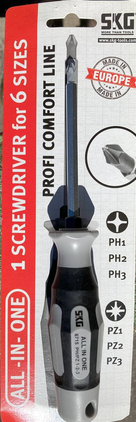 SKG 6 IN 1 Screwdriver , PH 1,2,3  PZ 1,2,3