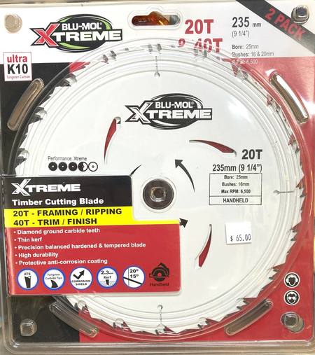 235mm sawblade 2-pack , 20 tooth & 40 tooth