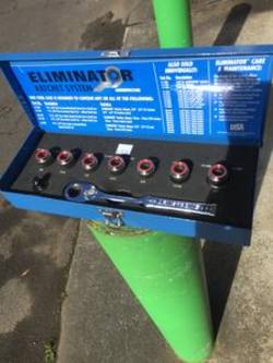 Eliminator socket set 3/8"dr, 7 A/F pass-thru sockets 3/8"-3/4" plus handle and adaptor ratchet