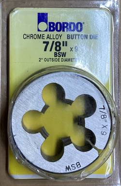 7/8" BSW Button die, 2" diameter