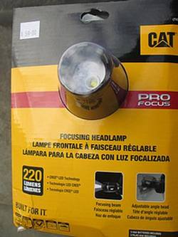 Cat focusing LED headlamp , 220 lumens,3 position switch(high,low,strope) , focusing beam,adjustable angle head,aircraft grade aluminium