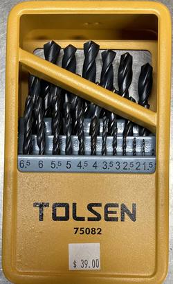 Tolsen 25pc drill bit set , 1mm to 13mm in .5 rises