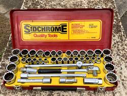 Sidchrome 40pc 1/2"dr socket set ,AF 3/8"-1-1/4", 10-32mm